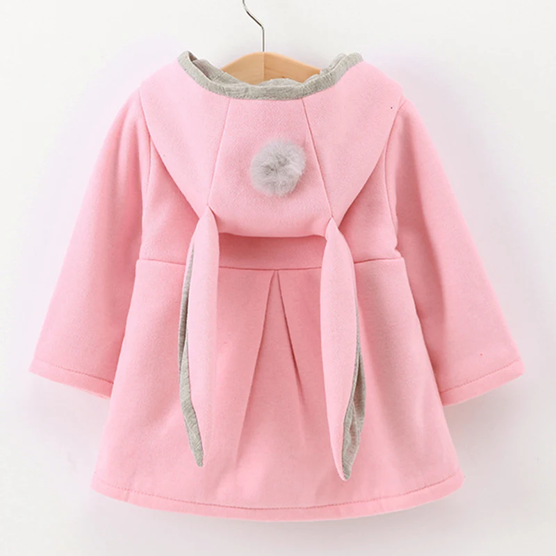 

Spring Autumn Baby Kid Girls Jackets Rabbit Ear Cotton Winter Outerwear Children Hooded Coats 1 2 3 4 5 Year old Toddler Clothes