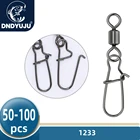 DNDYUJU 50-100X, вертлюг из нержавеющей стали для подшипника с защелкой, рыболовный крючок, вертлюги, снасти, аксессуары