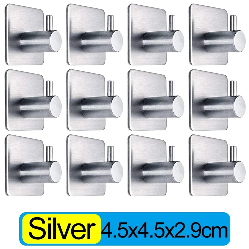 Клейкий крючок из нержавеющей стали, водонепроницаемый самоклеящийся настенный крючок, прочный держатель для полотенец, крючки для органайзера для дома, кухни, ванной комнаты