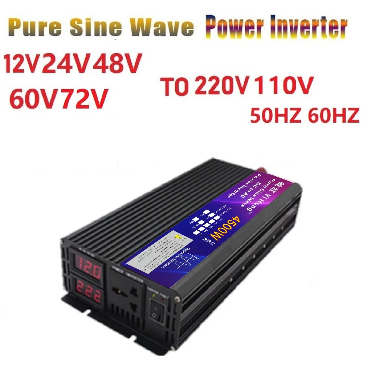

DC to AC 4500W Car Inverter Converte DC 12V 24V 48V 60V 72V to AC 110V 220V 50HZ/60HZ Peak Power Pure Sine Wave Inverter