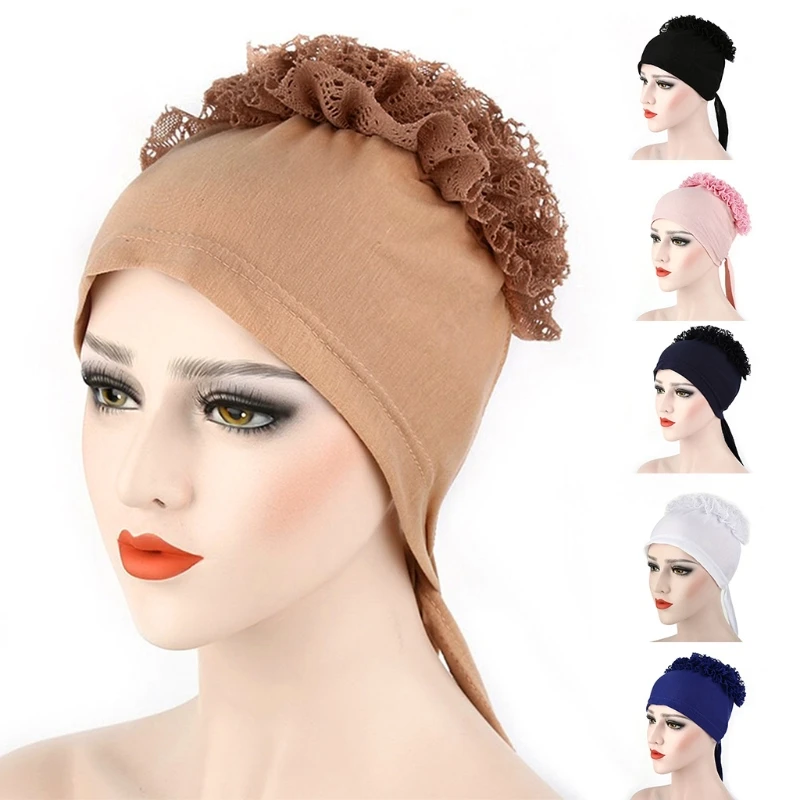 

Африканская шляпа, Женская флуоресцентная головная повязка, Chemo, Кружевной декор