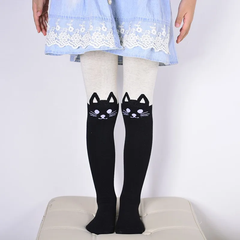 

Baby Kids Tights Girls Cartoon Cat Patchwork Children Pantyhose