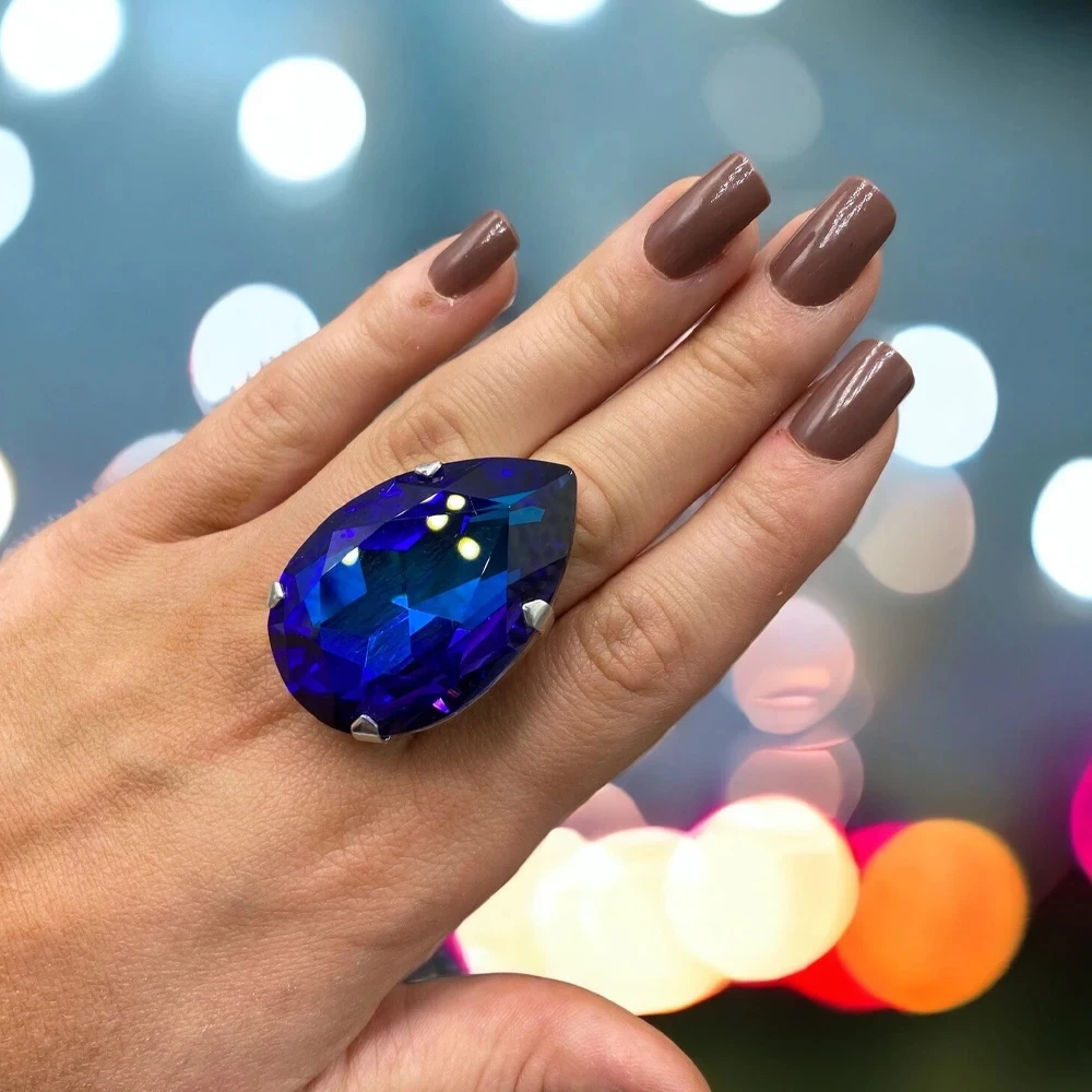 Большое кольцо Stonefans с радужным кристаллом в форме слезы ювелирное изделие для