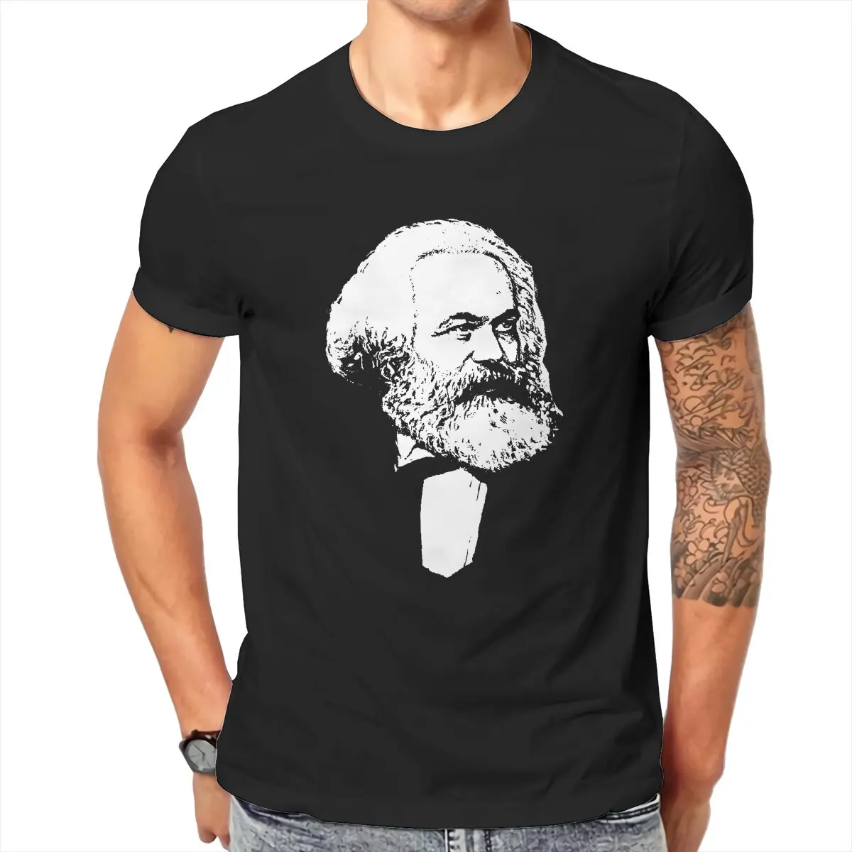 

Футболки Карла Маркса, мужские Удобные винтажные футболки из чистого хлопка с коммунистическим мемом и круглым вырезом, женские топы для вз...