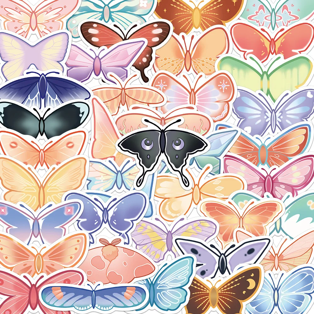 

40 Pcs Cartoon Color Butterfly Graffiti Stickers Backpack Pencil Case Laptop Luggage Notebook DIY Decoration Waterproof Decals