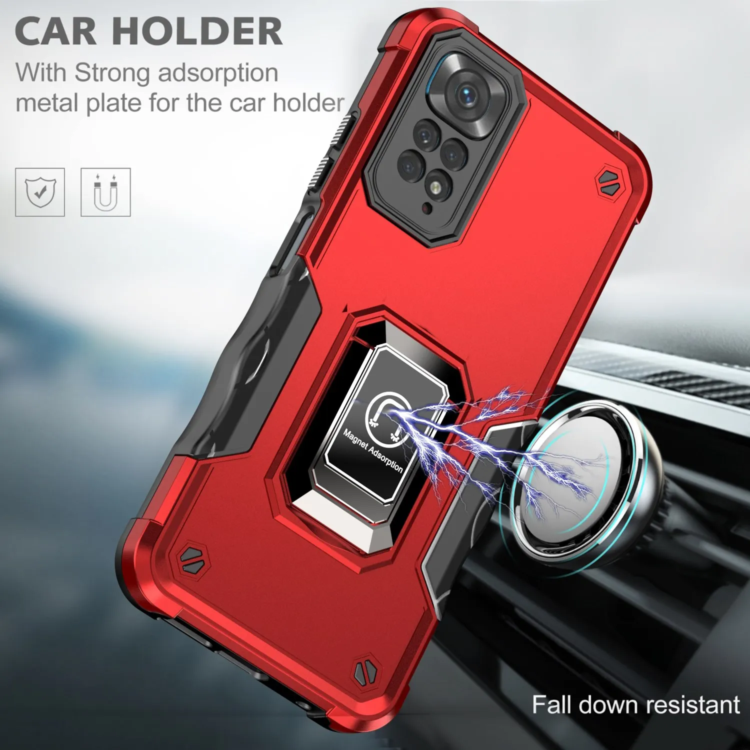 

Ring Holder Car Magnetic Phone Case For Xiaomi Mi 13 12s 11T POCO X4 X3 Redmi A1 9A 10A Note 11s 10s 9s Pro Cover Armor Stand
