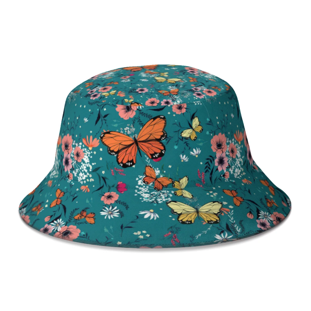 

Butterfly Mystery Fisherman Hats Men Women Funny Flower Summer Bucket Hat Fishing Panama Hat Gift
