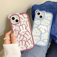 simple creative cute blue bear red rabbit case for iphone 13 12 11 xs xr x pro max the new girl dust drop shock proof cover