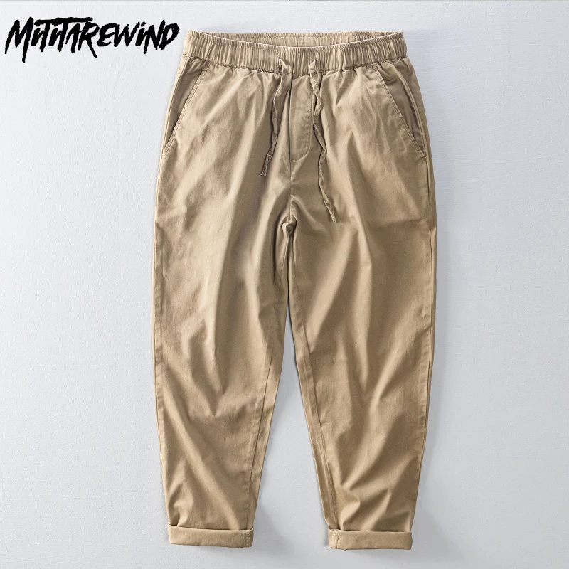 

Повседневные брюки-карго, свободные брюки, прямые брюки до щиколотки с поясом на резинке, японские брюки цвета хаки