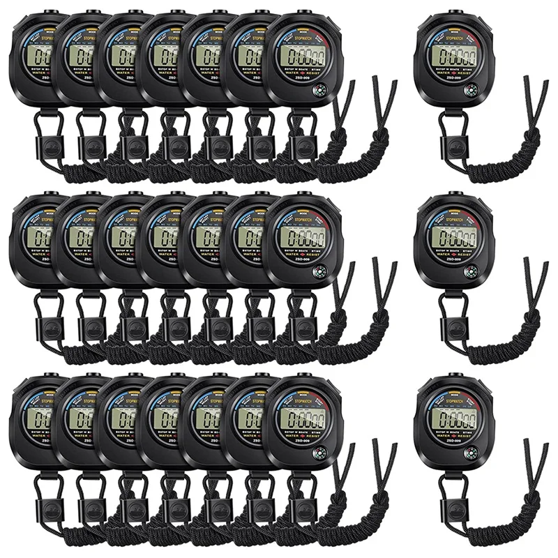 

24 таймера секундомера для спорта, цифровой водонепроницаемый экран секундомера с функцией времени и календаря для спортивных тренеров