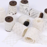1030yards star flower embroidered lace ribbon 65mm 75mm beige dot trim tulle diy bow hair accessories craft sewing material