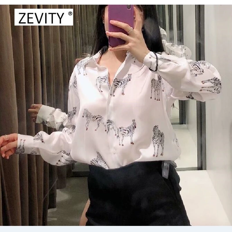 Женская модная Повседневная Блузка с животным принтом Офисная деловая рубашка