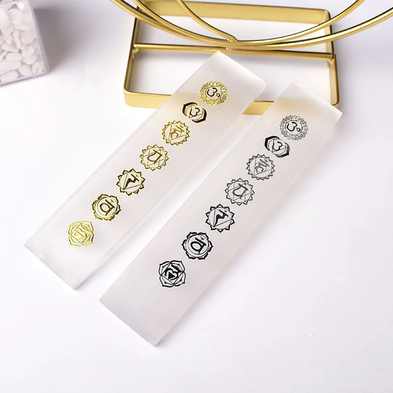 1 Шт. Натуральная Селенитовая Хрустальная Доска Семь Чакр Целебные Палочки