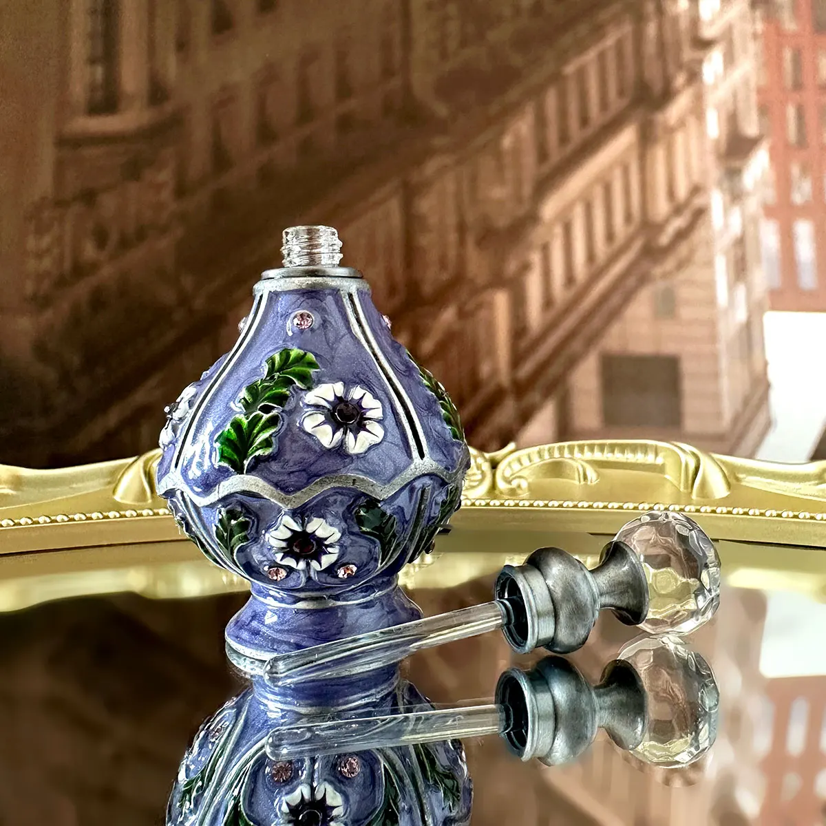 Пустой Фиолетовый цветок Винтажный флакон для парфюма контейнер Роза рельефный