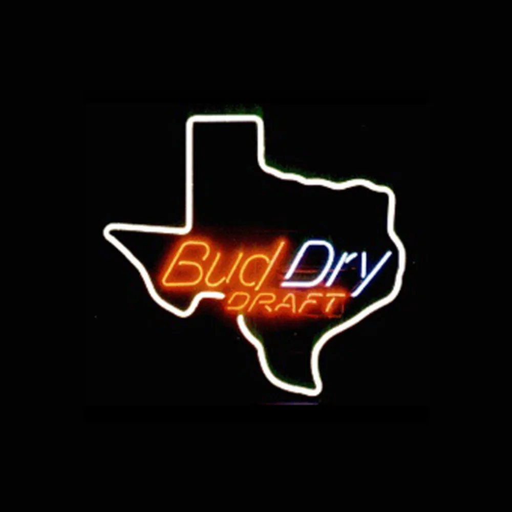 

Bud Dry Draft Texas Custom Handmade Real Glass Tube Beer Bar KTV Store Advertise Wall Decor Gift Display Neon Light Sign 16"X16"