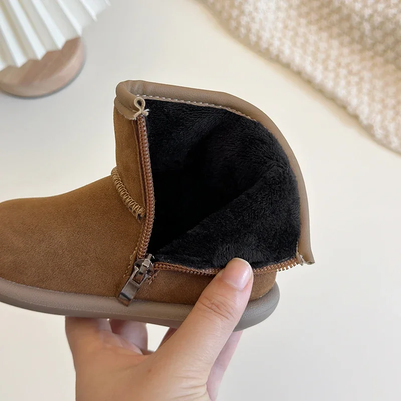 Хлопковая обувь для девочек 2024 зимняя новая стильная с плюшевыми толстыми