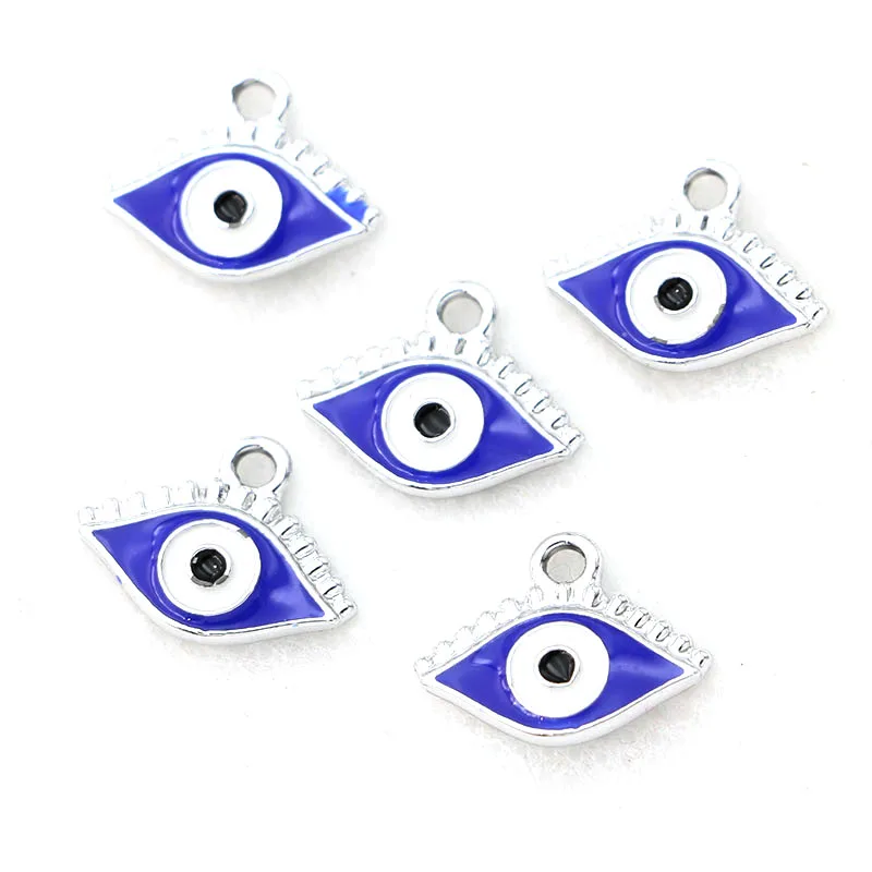 

10pcs Silver Plated Blue Lucky Enamel Evil Eye Charm for Jewelry Making Necklace Handmade Bracelet Accessories DIY