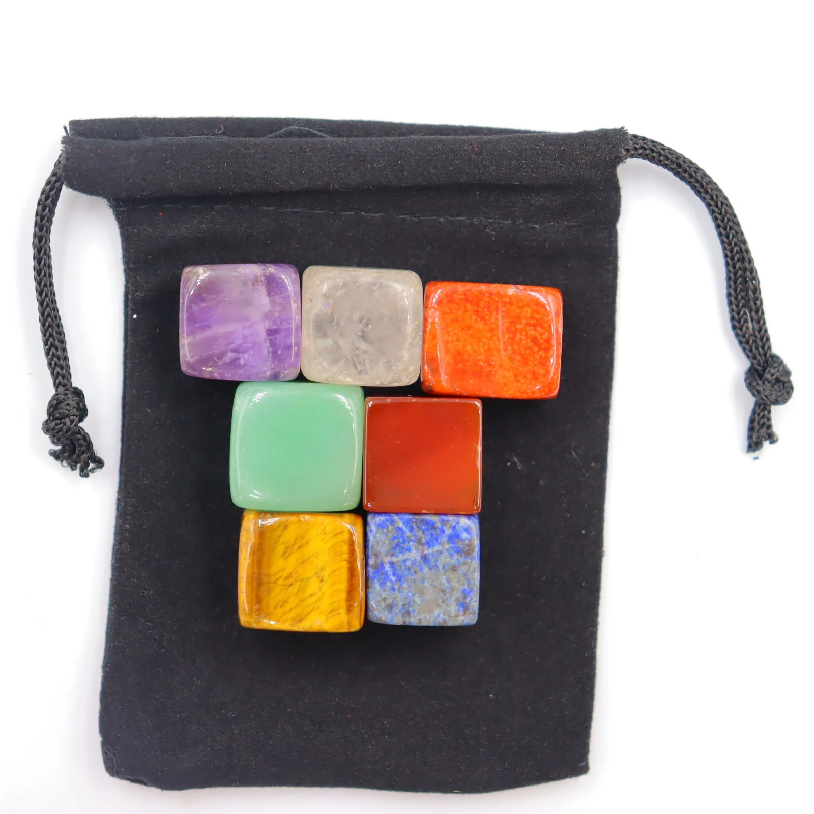 

7 Chakra Reiki Natural Crystal Gem Square Beads Ornament Healthy Rock Crystal Yoga Meditation Power Stone Set Decoration