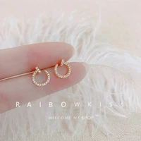 2022 trend romantic french exquisite round crystal stud earrings for women fashion charm wedding jewelry gift wholesale