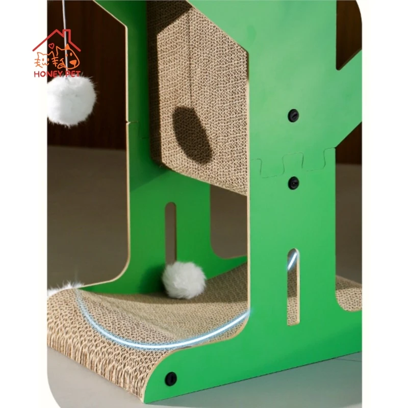 HONEY Pet Вертикальная Когтеточка для кошек Гофрированная бумага Кактус Большая