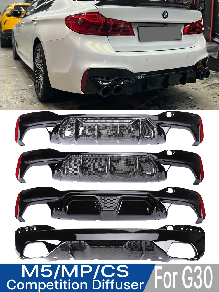 Rear Bumper Diffuser Exhuast Pipe Lip Body Kit For BMW 5 Series G30 G31 G38 2018- 2022 530i 540i M Perforamce M5 Competition