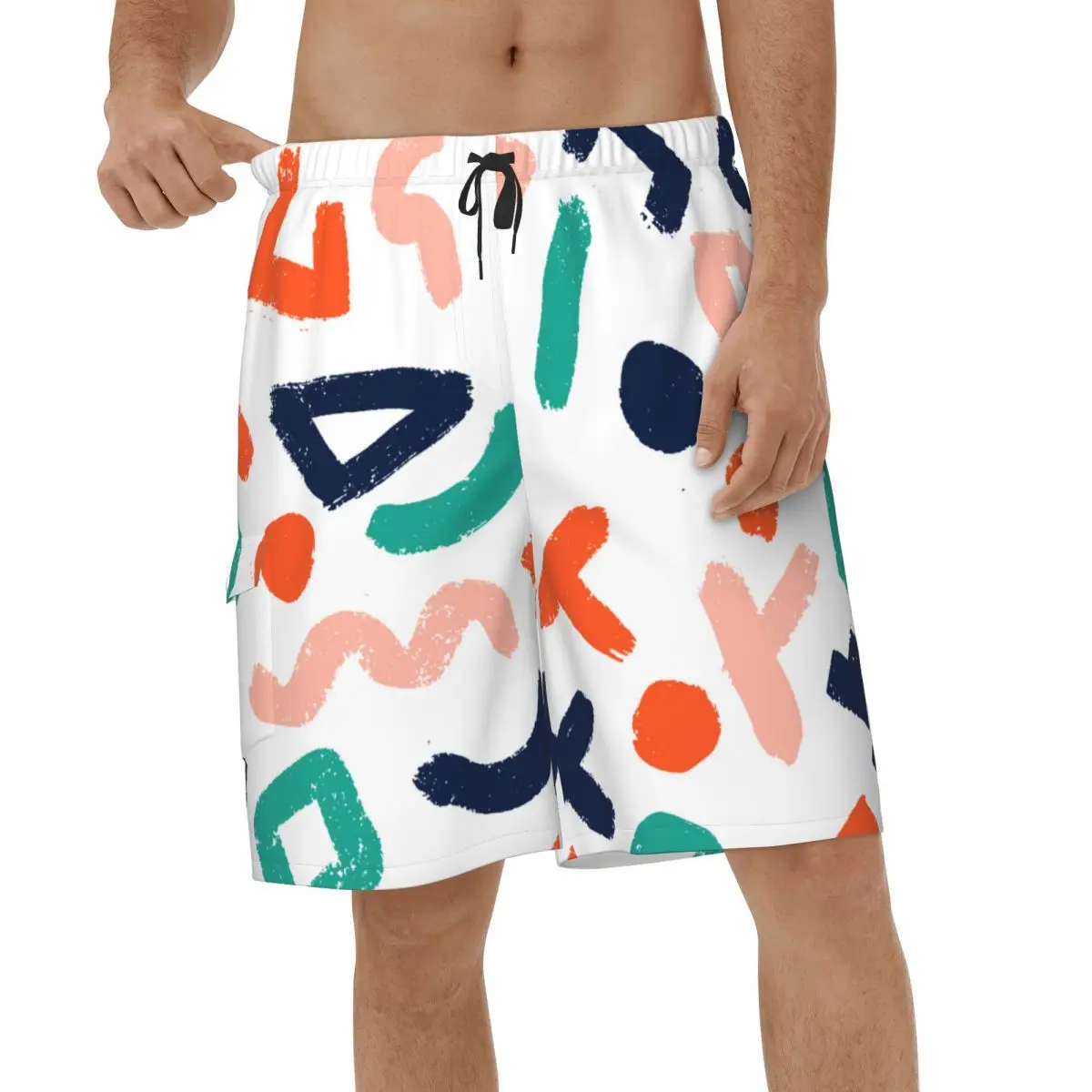 

Beach Shorts Modern Trendy Quick Dry Men's Beachwear Graffiti Letters Male Swimming Shorts