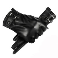 men winter leather gloves pu touchscreen texting thicken warm driving outdoor windproof cycling gloves