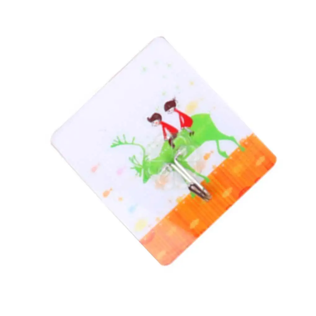

1pcs Adhesive Hook Printing Towel Hanger Family Robe Hats Bag Key Adhesive Wall Hooks Kitchen Bathroom Random Color