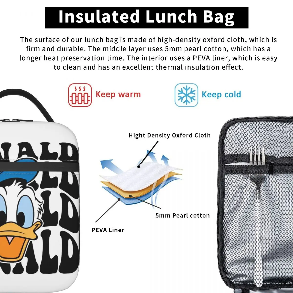 Изолированный Ланч-бокс Disney Дональд Дак контейнер для еды портативный