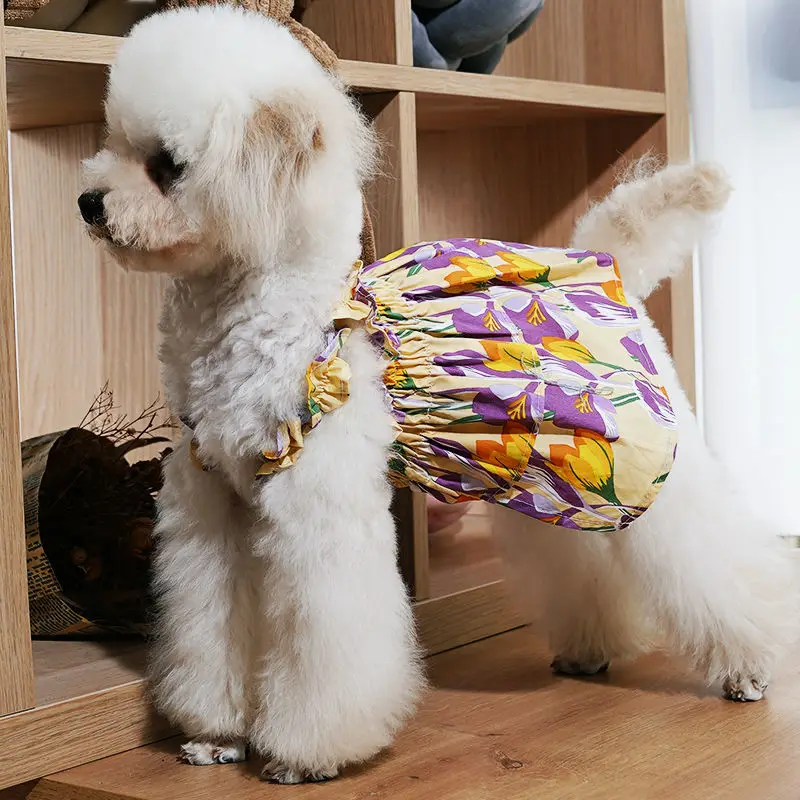Платье с цветочным принтом одежда для собак дышащая очень маленький костюм милый