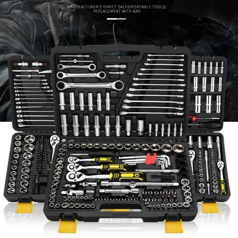 

46pcs Socket Ratchet Car Repair Tool Wrench Set Head Ratchet Pawl Socket Spanner Screwdriver Professional Metalworking Tool Kit