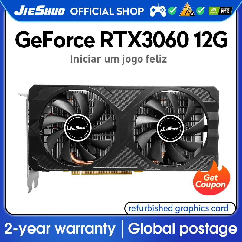 

NVIDIA JIESHUO RTX 3060 12G Gaming Graphics Card 192bit GDDR6 GUP rtx3060 12gb Suitable For Computer Desktop Video Office Mining