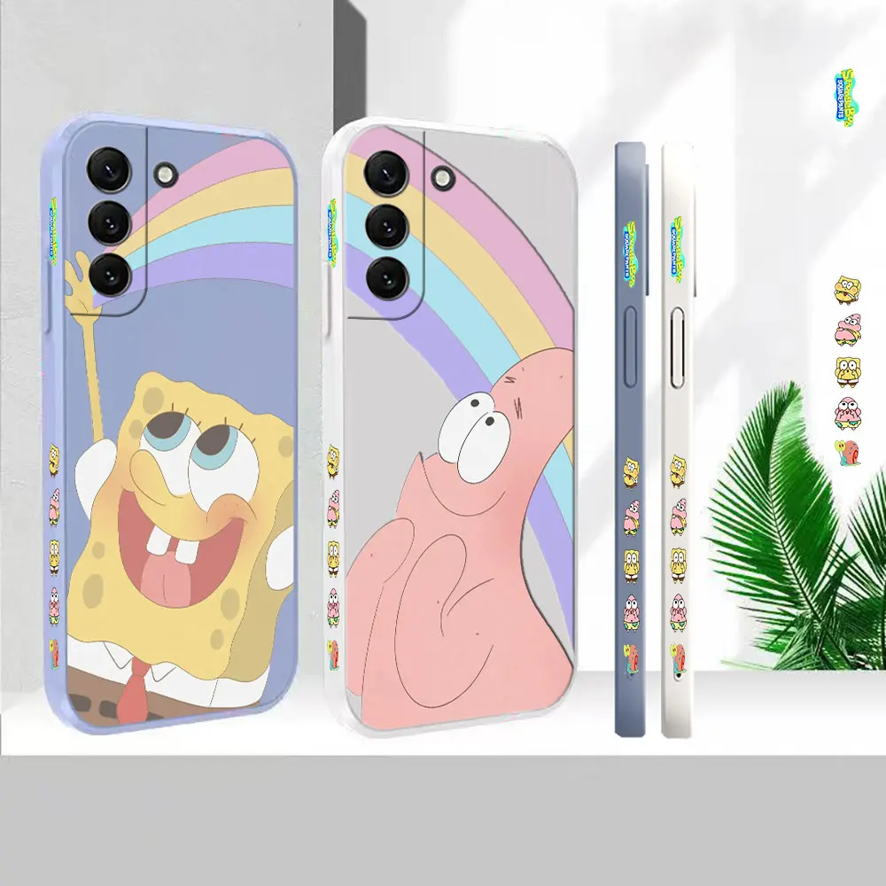 

Liquid Silicone Cover For Samsung Galaxy S23 S22 S21 S20 FE Ultra 5G S11 S11E S10 S10E S9 Plus S-Spongebob Rainbow Case Funda