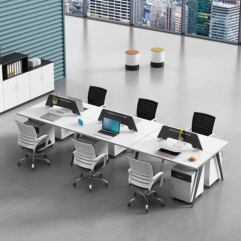 Фото Modulare Einfache Moderne 4-Personen-Bildschirmstation Rosenomöbel Teakholz Staff Finance Desk Für Den Home Office-Einsatz №3