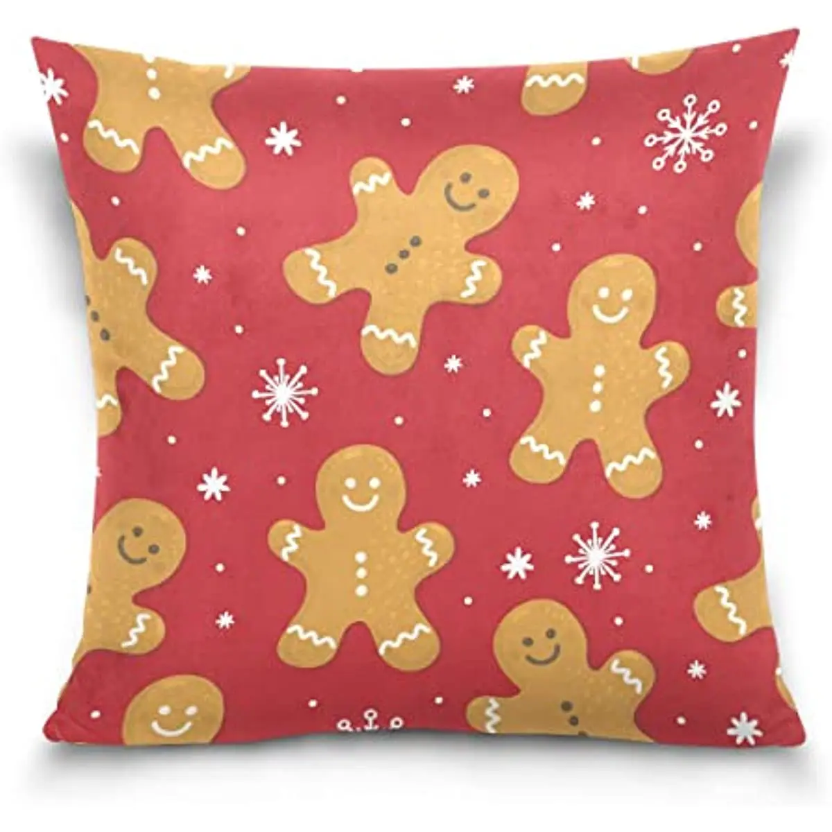 

Gingerbread Snowflake Red Pillowcase Sofa Decor Back Cushion Case Holiday Seasonal Housewarming New Year Gift 18×18