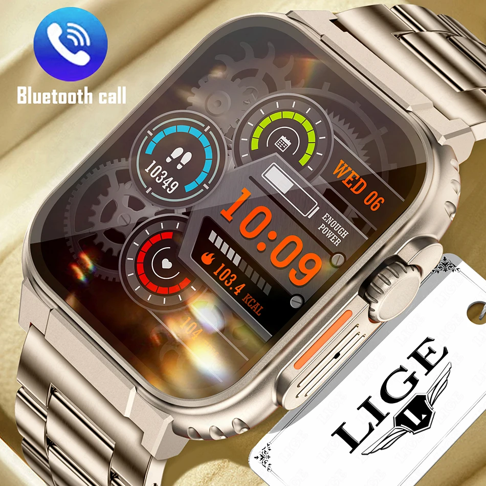 

LIGE New Smart Watch Men Long Standby Sports Bracelet Bluetooth Call IP68 Waterproof Clock Men Smartwatch Support For Recording