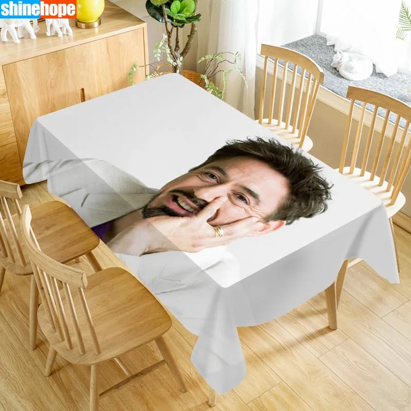 

New Arrival Custom Robert Downey Jr Table Cloth Waterproof Oxford Fabric Rectangular Tablecloth Home Party Tablecloth