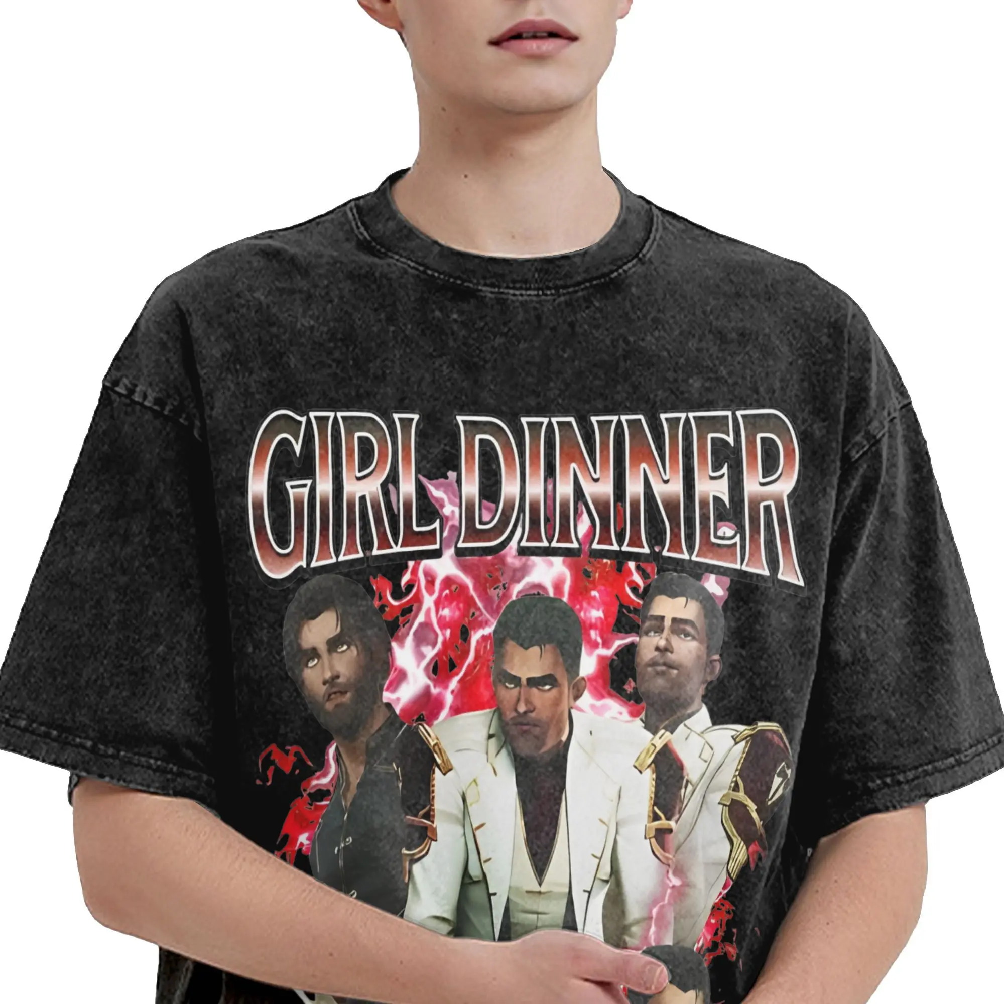 Jayce Caitlyn Viktor Jesus Vi Sevika Arcane Washed T-Shirt Man Cotton T-Shirts Summer O-Neck Hip Hop Tee Shirt Big Size Tops