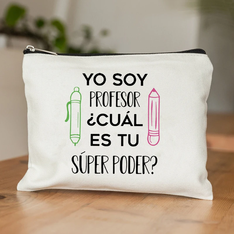 Фото Yo Soy Profesor Cual Es Tu Superpoder, косметичка-органайзер, дорожная парфюмерная помада, туалетные сумки, косметичка, подарок для учителей №5