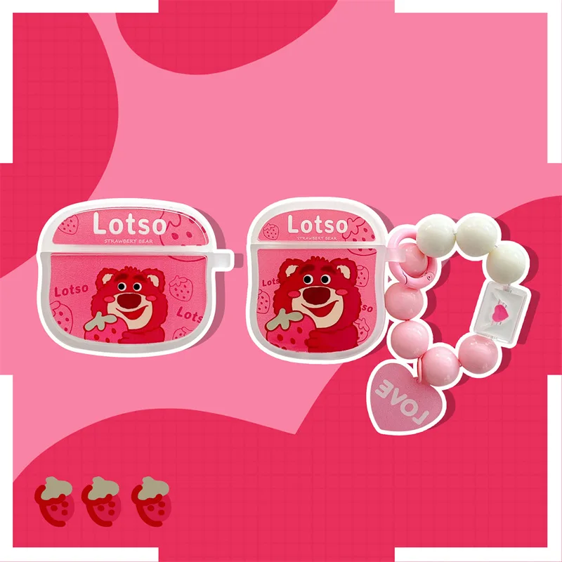 

Cartoon Strawberry Cute Bear Case for Apple AirPods 1 2 3 Pro Cases Cover IPhone Bluetooth Earbuds Earphone Air Pod Pods Case