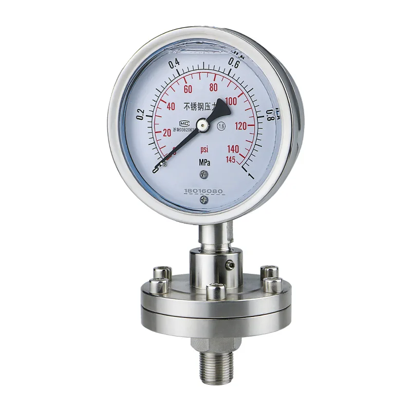 Stainless Steel Shock Proof Diaphragm Pressure Gauge YTP100BF/ML Threaded Connection Corrosion Resistant Tantalum 316L |
