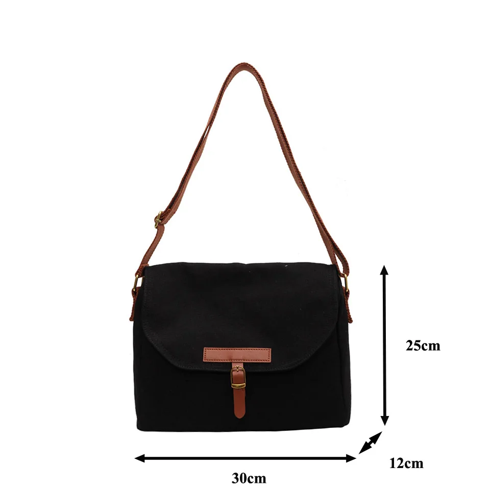 Vintage Canvas Women's Bag 2023 New Shoulder Cross Bag Eco Bag Korean Shopper Messenger Bag Y2K Handbags Black Female Satchel