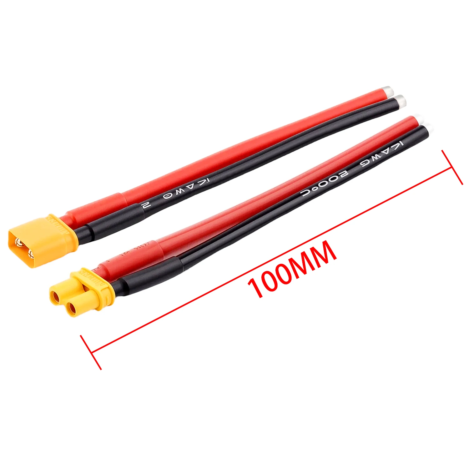 Фото Комплект из 5 пар разъемов Amass XT30 (100 мм) с кабелем 14AWG из силиконовой проволоки для RC Lipo аккумуляторов, FPV, RC машин и лодок №2