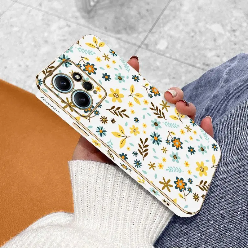 Clear Flower Luxury Plating Phone Case For Xiaomi Redmi Note 11 Pro Plus 12Pro Plus 11 11S 10 Pro 12 9S 8 Pro Cover