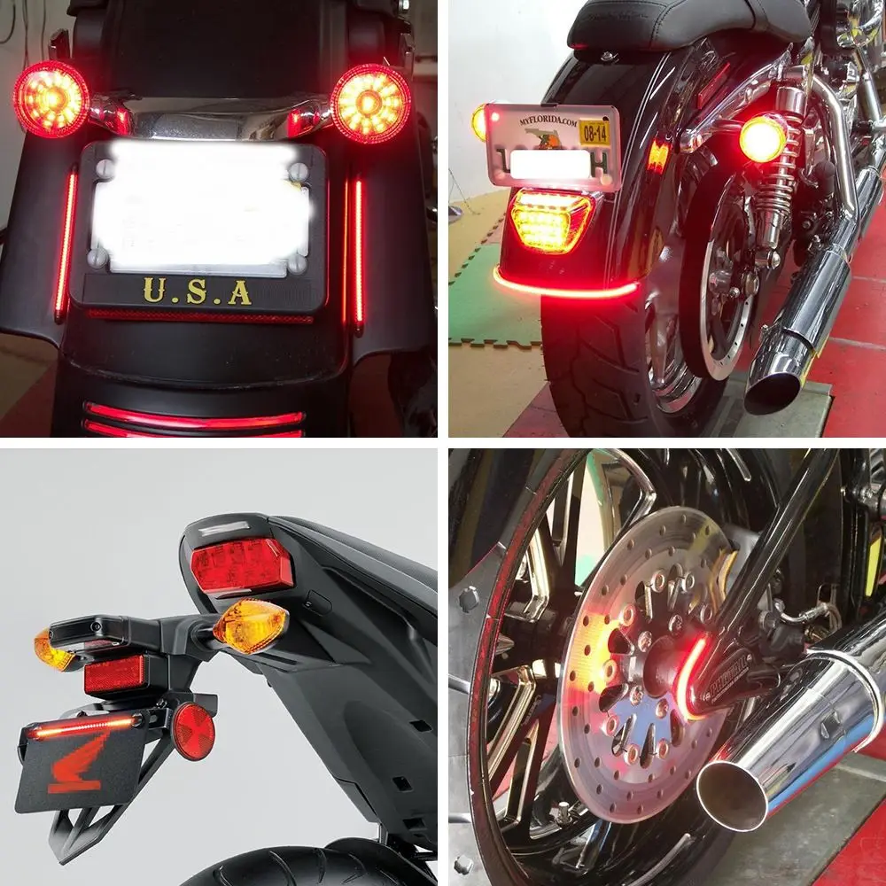 Flexible 48 LED Motorcycle Light Bar Strip Turn Signal Tail Brake for Scooter Vulcan 1600 Honda Hornet 900 |