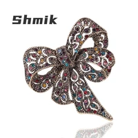 5 color rhinestone bow brooches for women large bowknot brooch pin vintage fashion jewelry winter accessories
