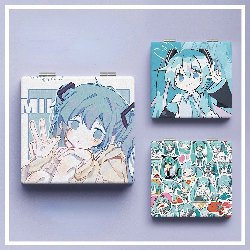 

Hatsune Miku Kawaii Makeup Mirror Portable Mirror Cartoon Pattern Anime Collection Children's Birthday Gift Holiday Surprise
