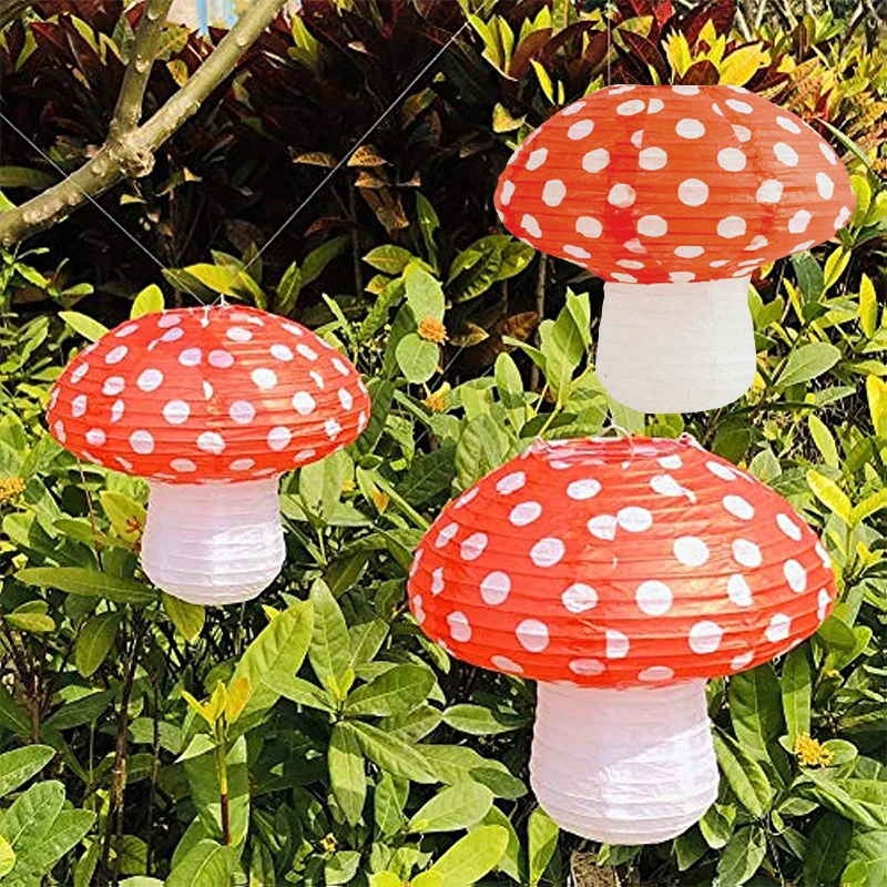 

Бумажные фонари в виде грибов, фонари в виде клубники для сада, украшения для детской комнаты на день рождения