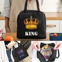 portable lunch bag for women insulated canvas cooler tote thermal food children picnic bags lunch bags for work king pattern