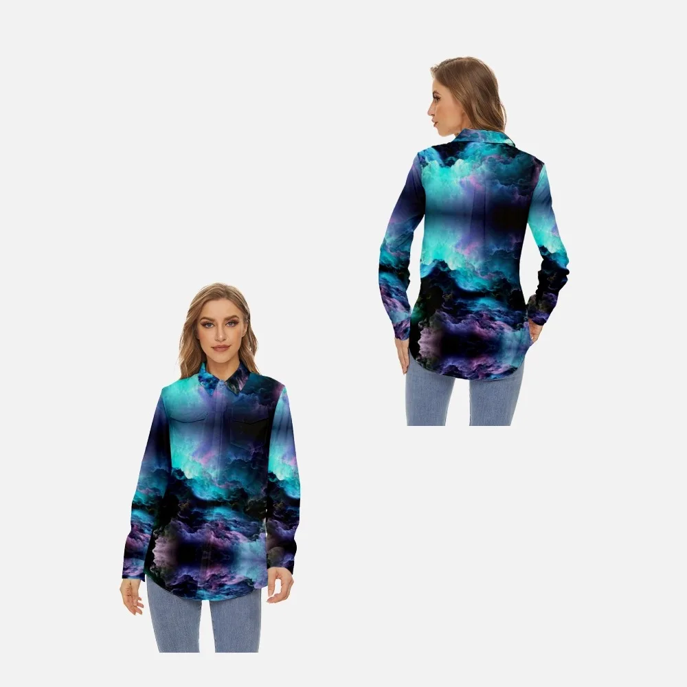 

Women's New Button Graffiti Print 3/4 Sleeve Shirt Summer Casual Top